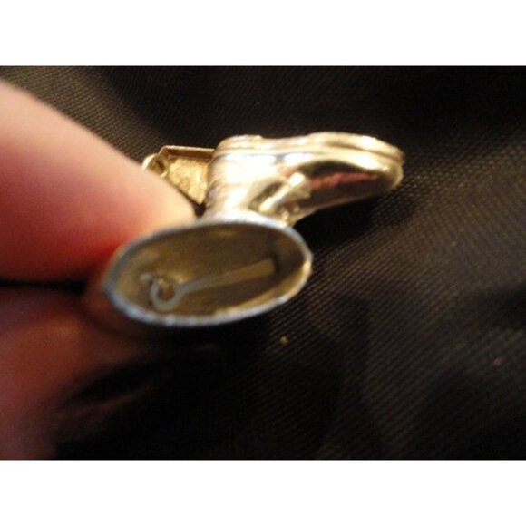 1960's Swiss St. Moritz Silver Tone Pin Working Bell & Hiking Boot Switzerland - Picture 5 of 5
